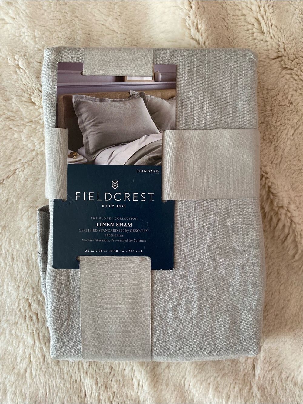 Fieldcrest Flores collection linen gray sham